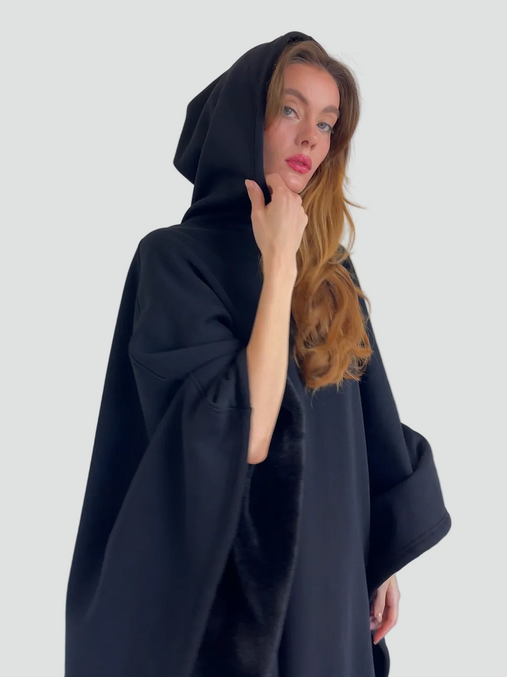 Ciepły koc ponczo z kapturem unisex z miękkim polarem