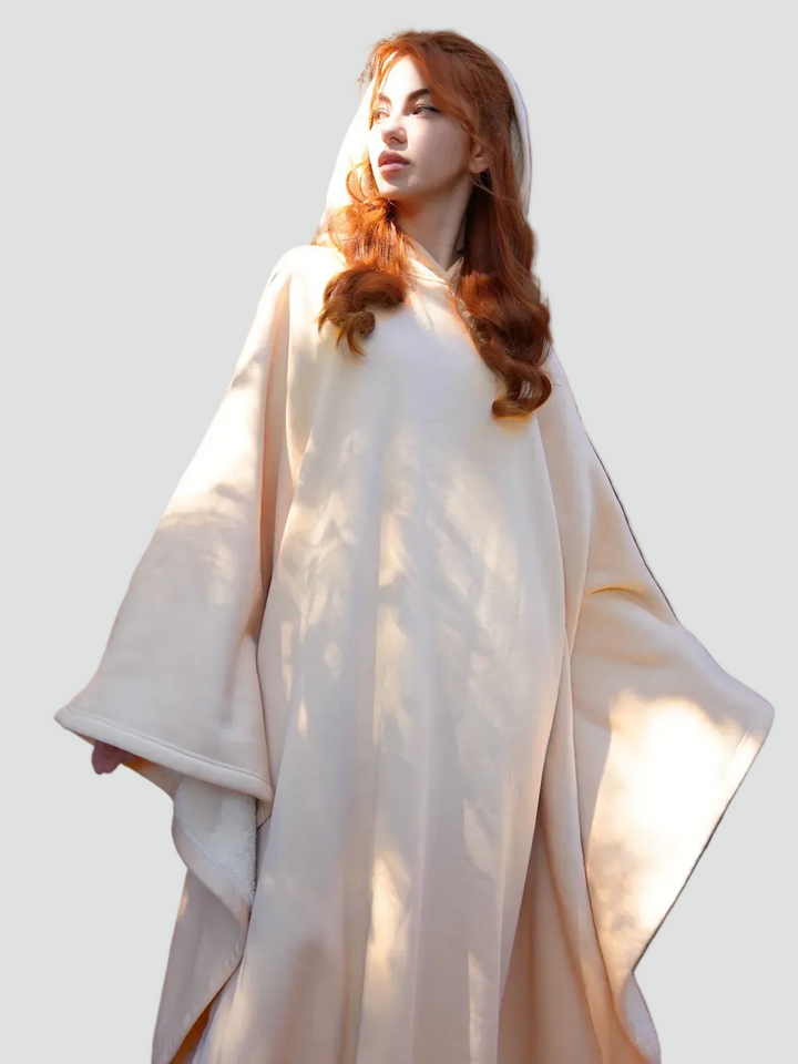 Ciepły koc ponczo z kapturem unisex z miękkim polarem