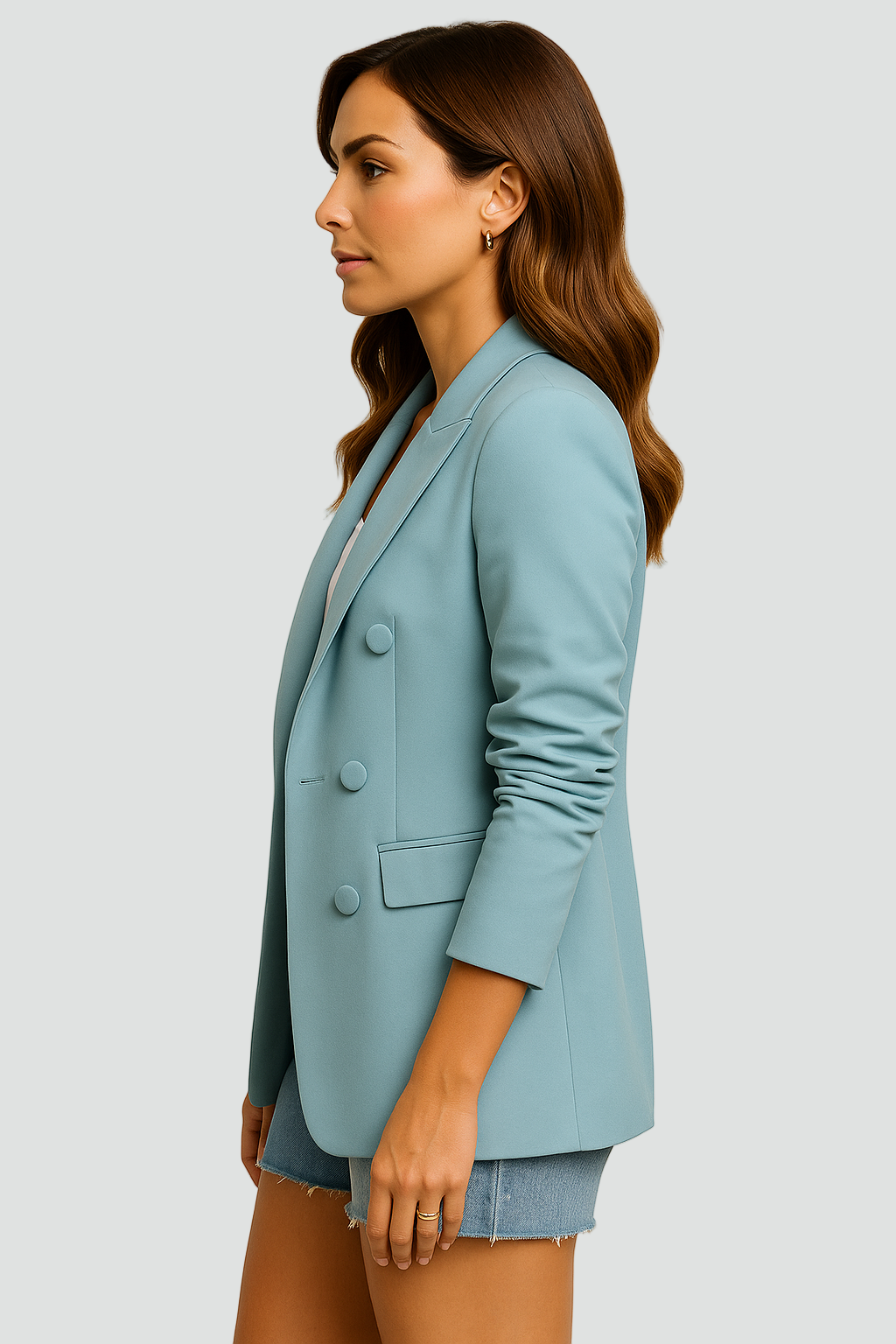 Luźna marynarka damska dwurzędowa z kołnierzem stylowa