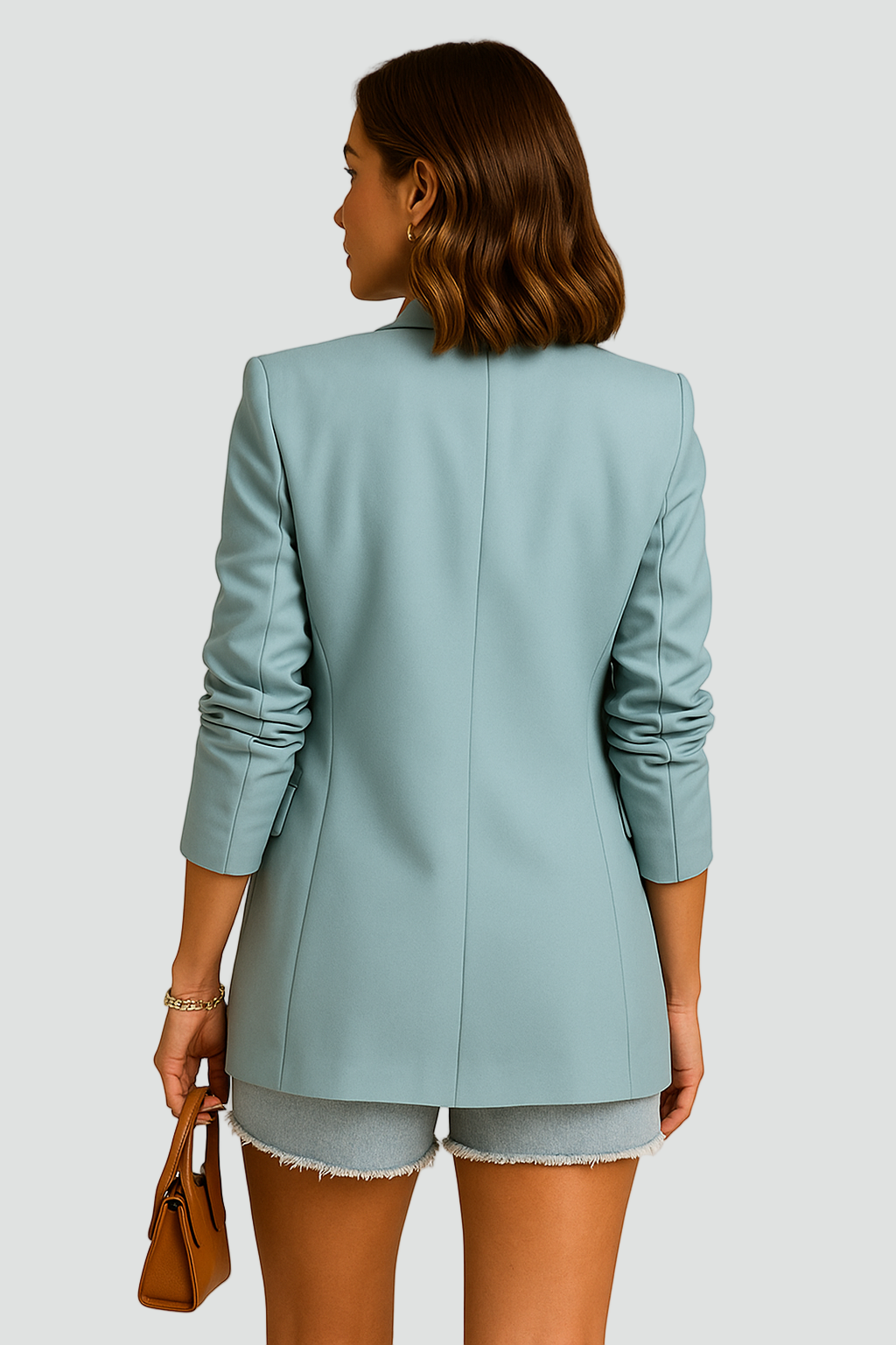 Luźna marynarka damska dwurzędowa z kołnierzem stylowa