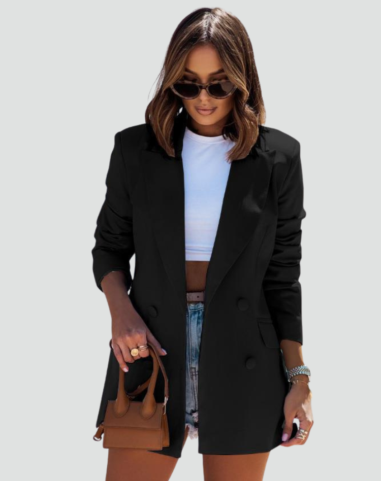 Loose Double-Breasted Women's Jacket with Collar, Stylish