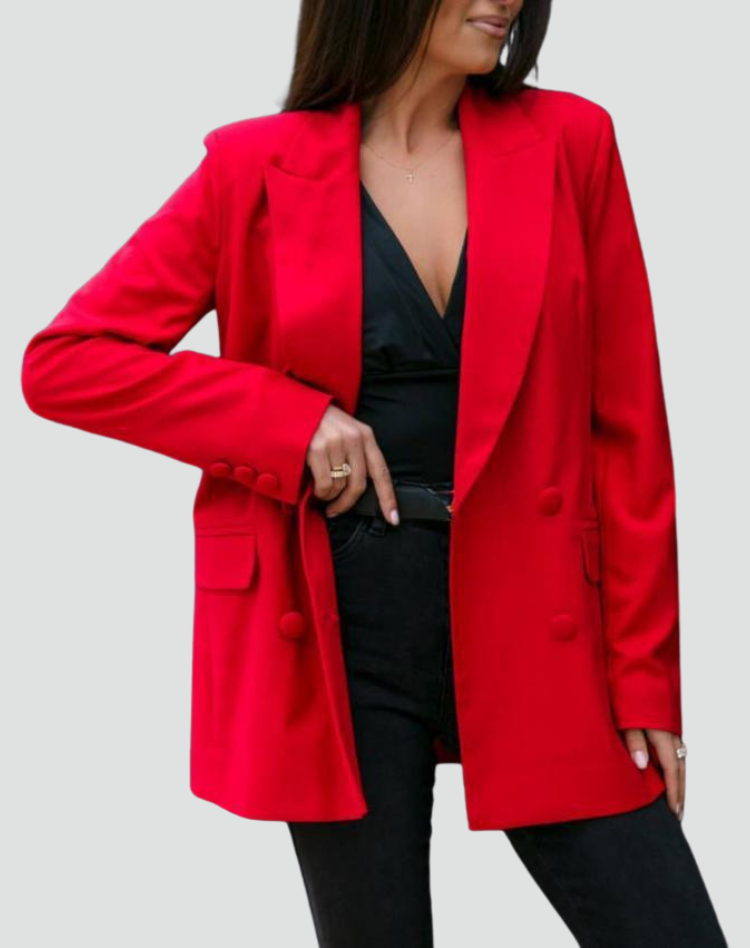 Loose Double-Breasted Women's Jacket with Collar, Stylish