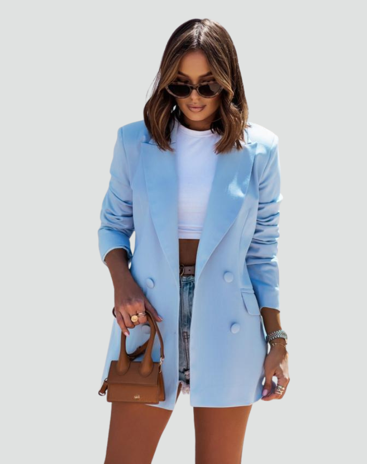 Loose Double-Breasted Women's Jacket with Collar, Stylish