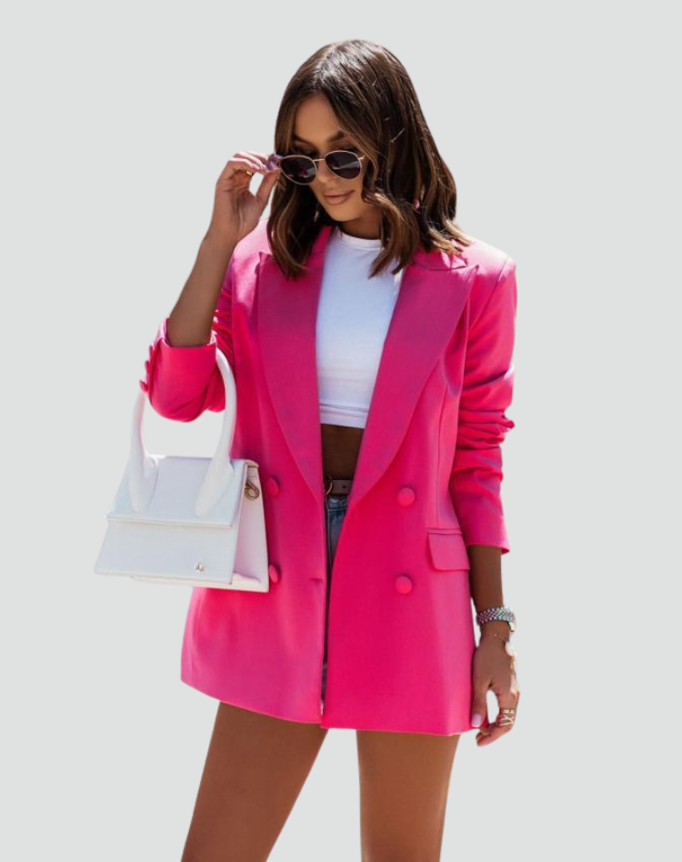 Loose Double-Breasted Women's Jacket with Collar, Stylish