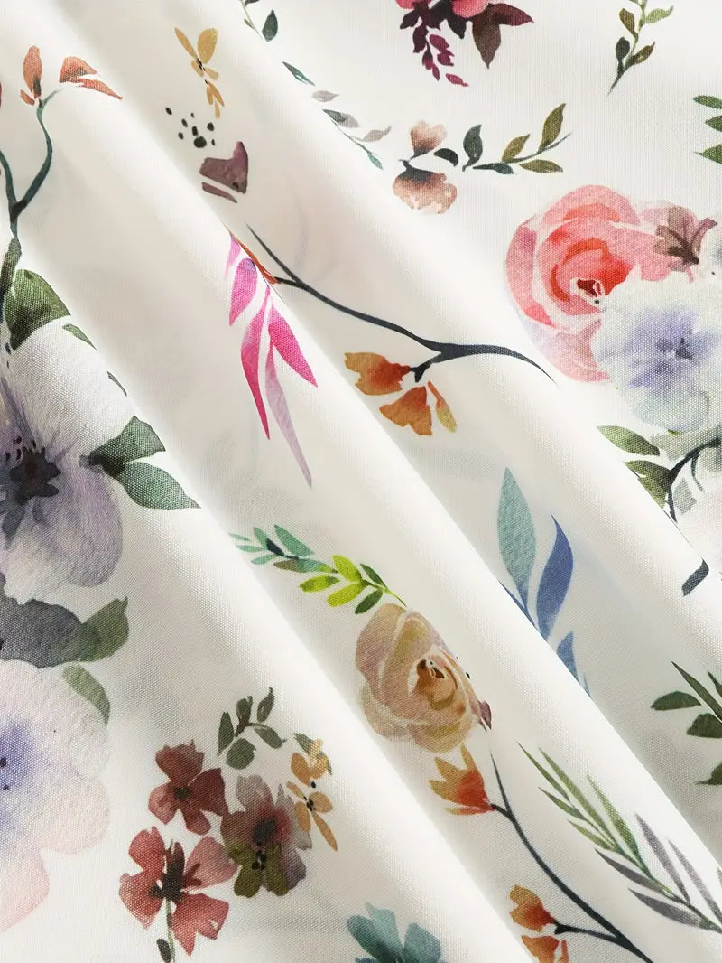 Floral sleeveless top with a wrap neckline