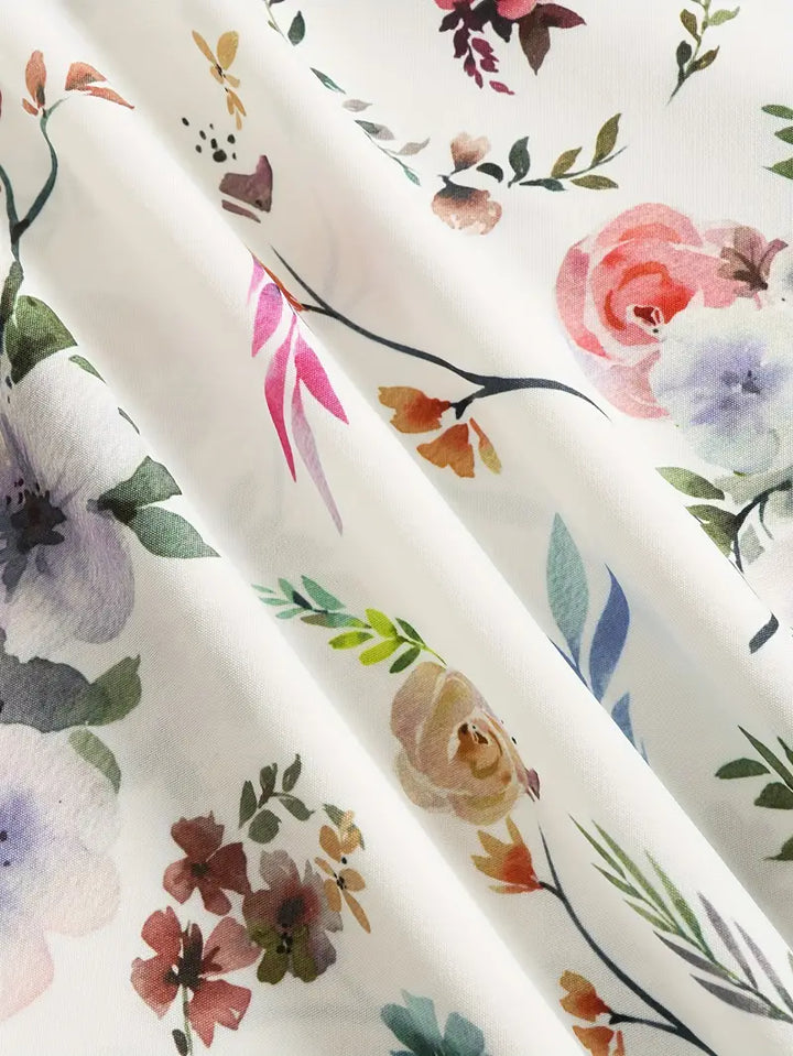 Floral sleeveless top with a wrap neckline
