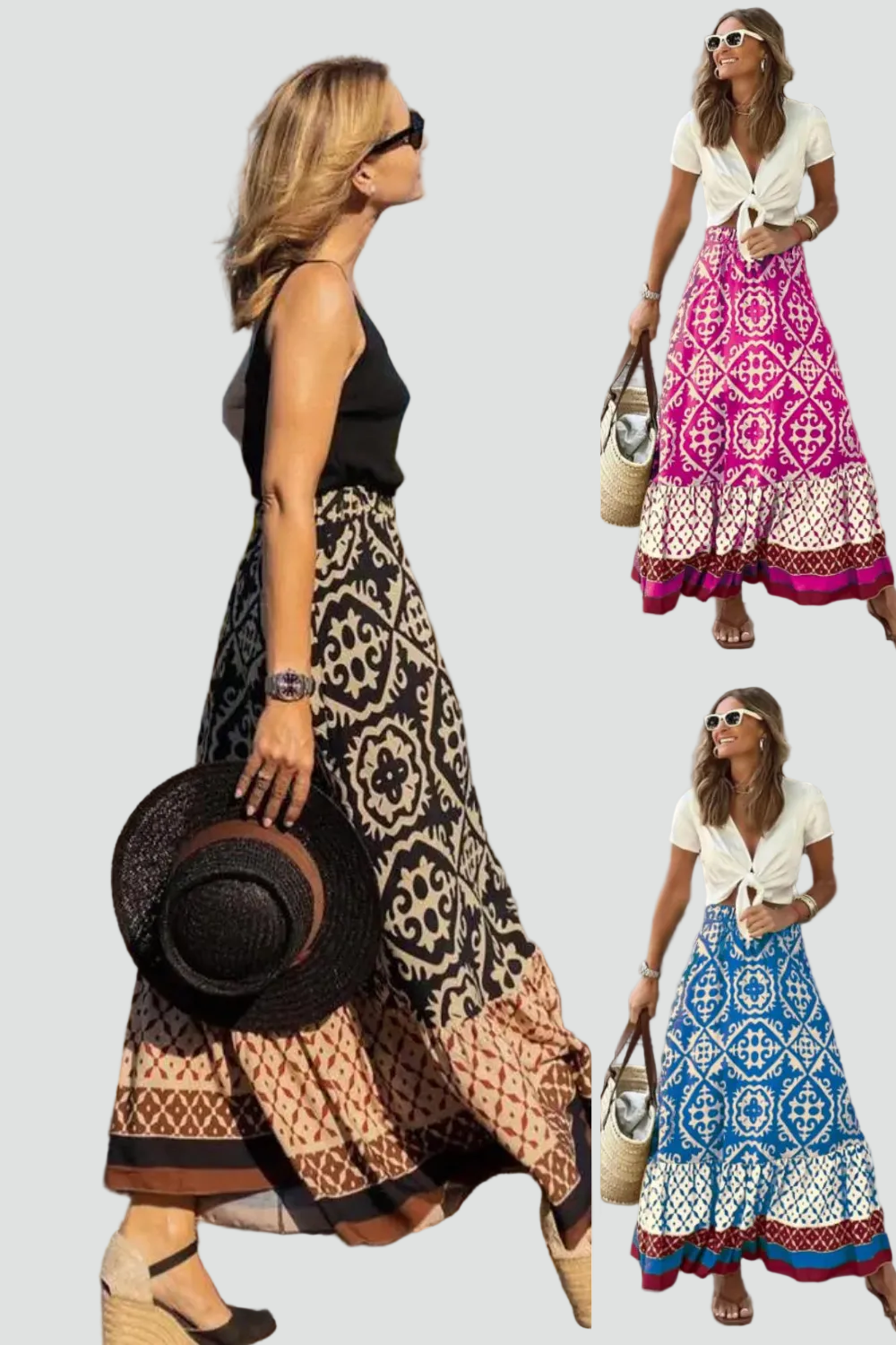 Patterned maxi skirt with a light boho print