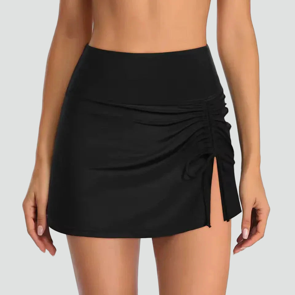 High-waisted shaping swim skirt with ruching