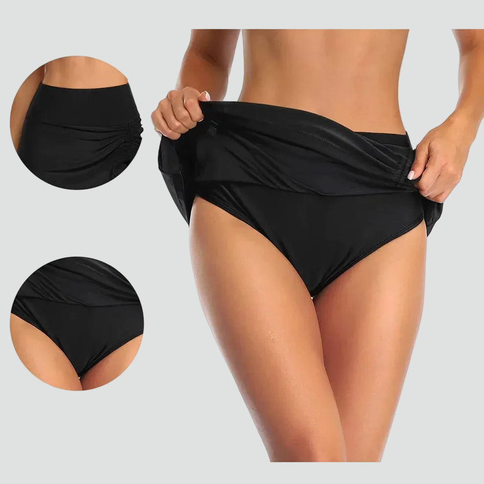 High-waisted shaping swim skirt with ruching