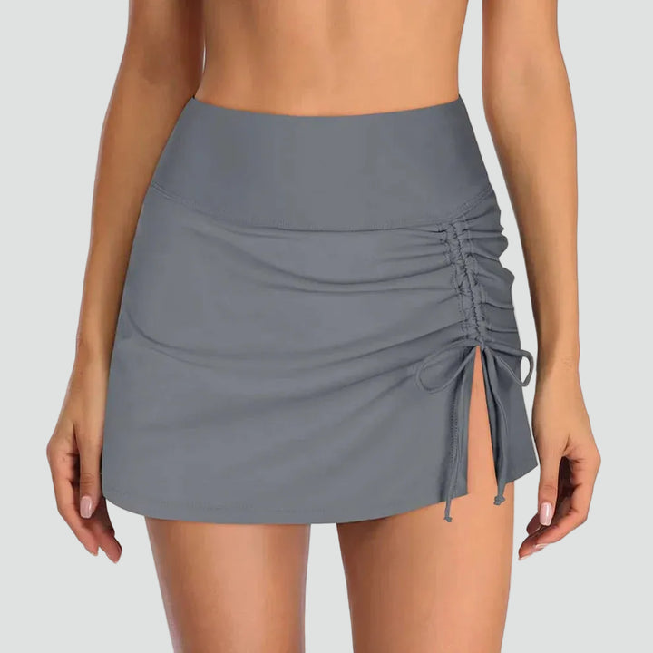 High-waisted shaping swim skirt with ruching