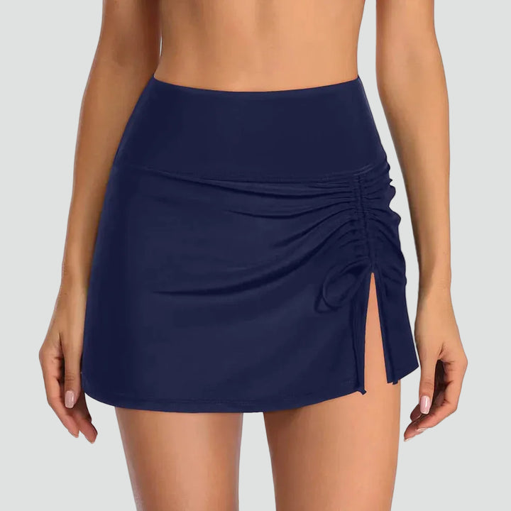 High-waisted shaping swim skirt with ruching