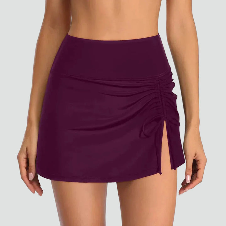High-waisted shaping swim skirt with ruching
