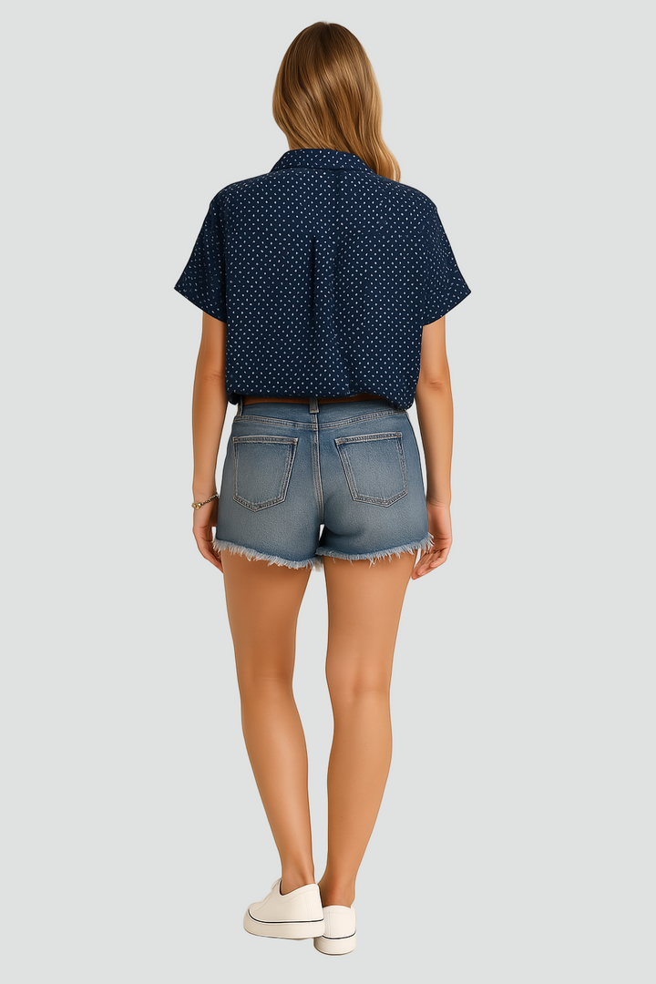 Modna Stylowa Damska Bluzka z krótkim rękawem w kropki