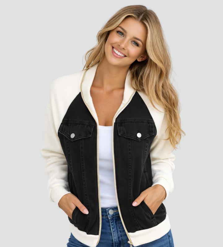 Modna damska kurtka jeansowa z raglanowymi rękawami