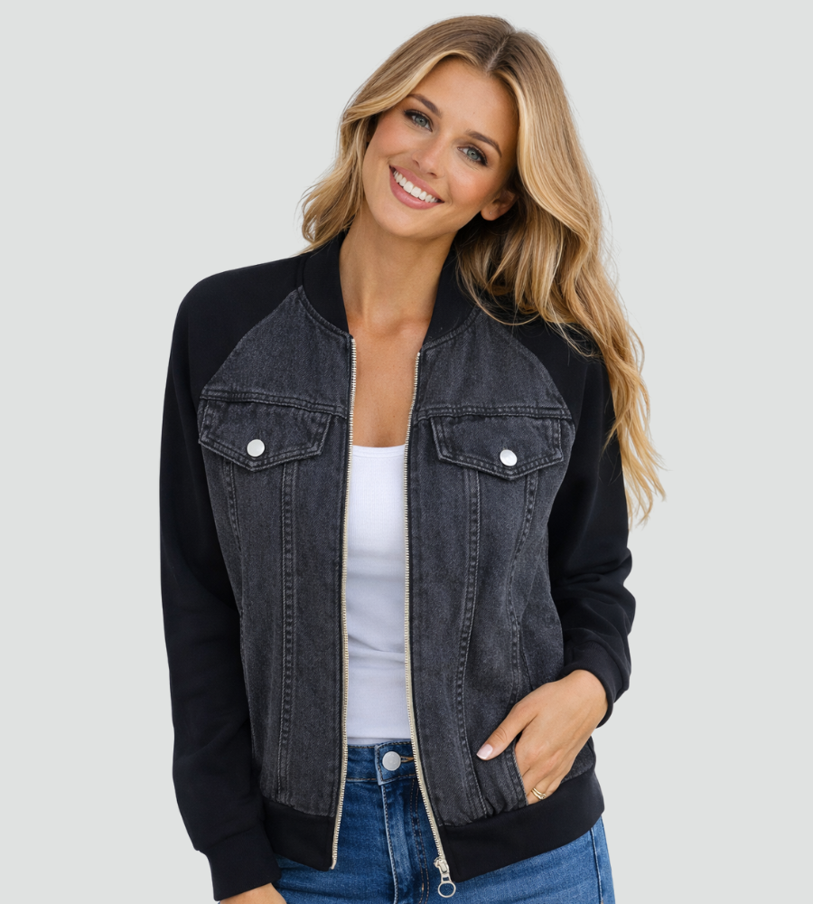 Modna damska kurtka jeansowa z raglanowymi rękawami