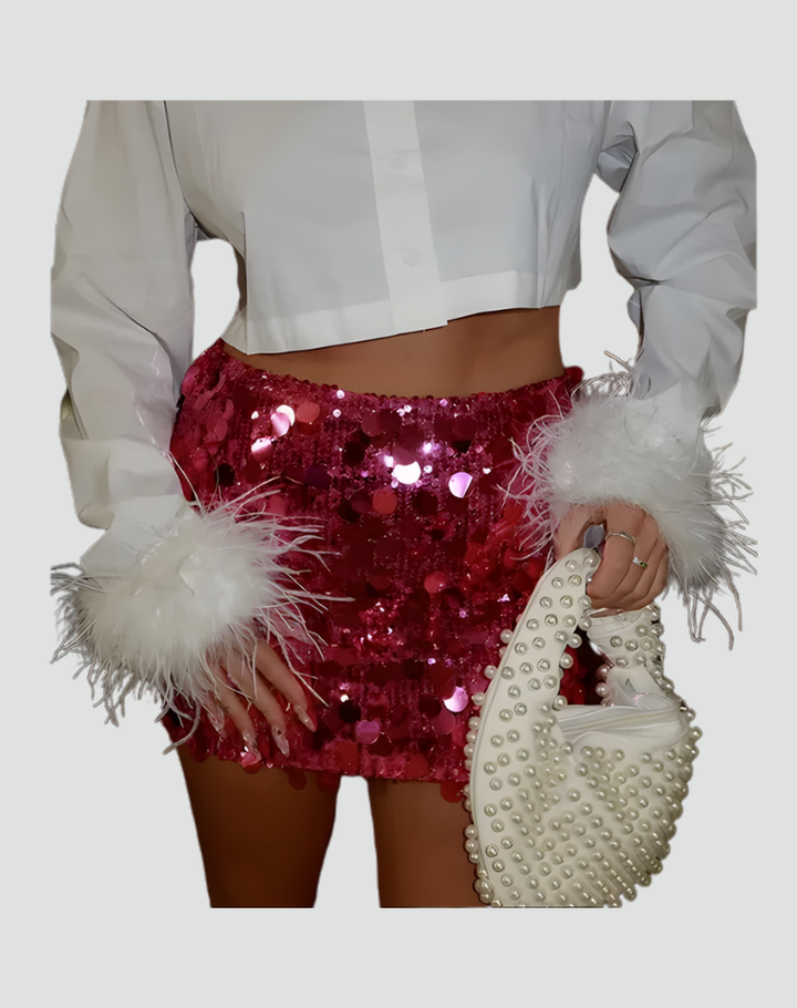 Trendy women's mini skirt with sequins for special occasions