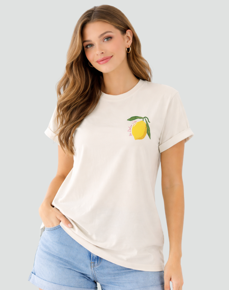 Modna letnia koszulka damska z nadrukiem cytryny