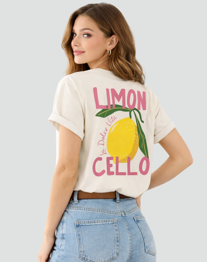 Modna letnia koszulka damska z nadrukiem cytryny