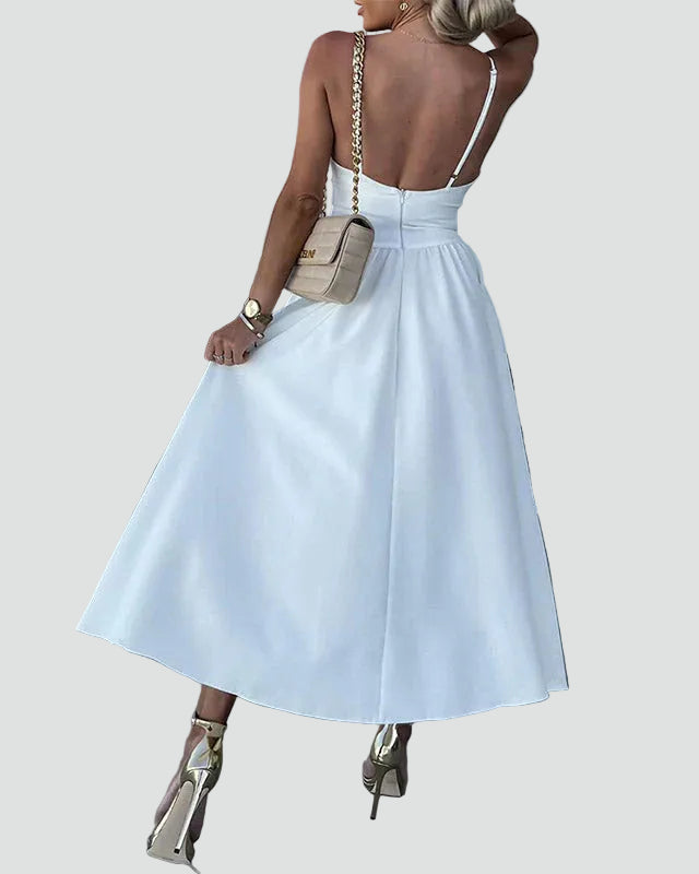 Women's maxi dress with cutout and ruched bust