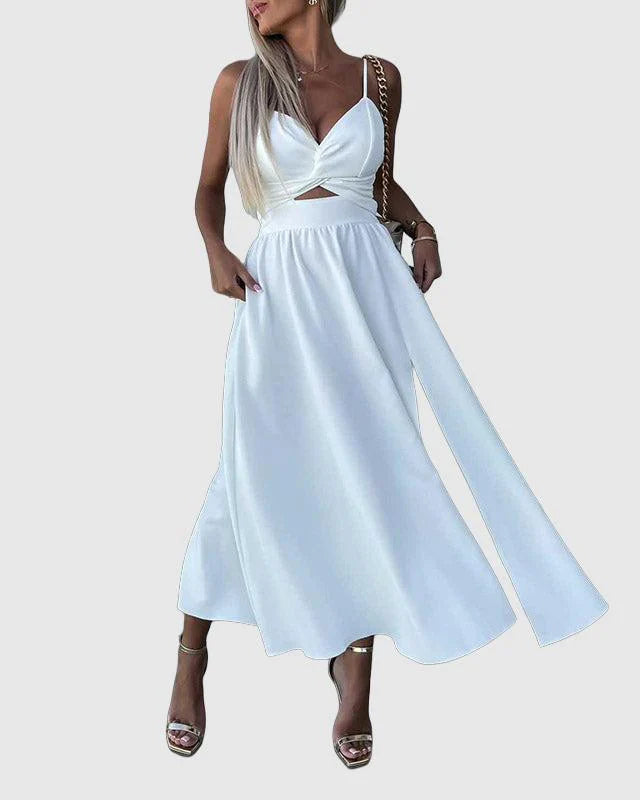 Women's maxi dress with cutout and ruched bust