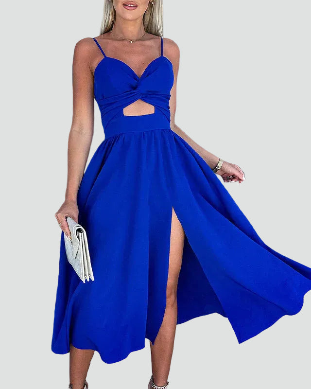 Women's maxi dress with cutout and ruched bust