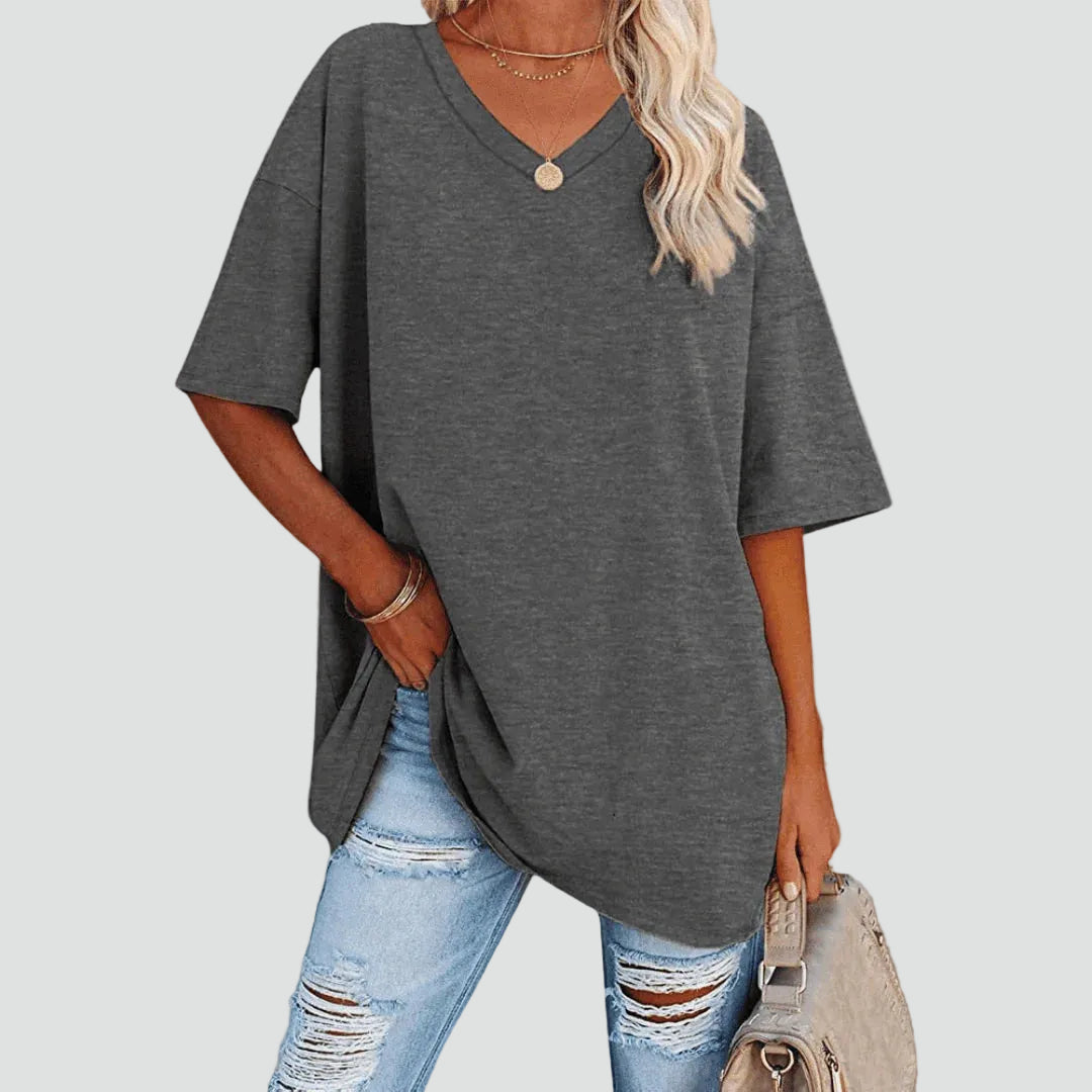 Loose oversized V-neck T-shirt for everyday wear