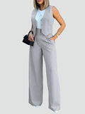 Women's suit set with vest and wide pants