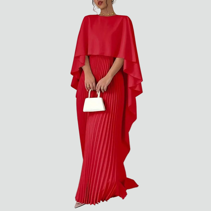 Elegante gala maxi-jurk met plissé en cape