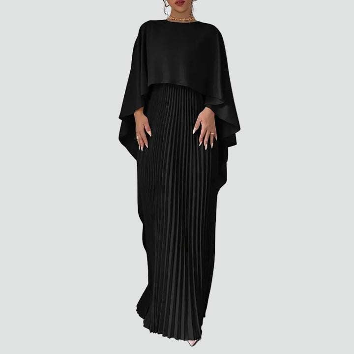 Elegante gala maxi-jurk met plissé en cape