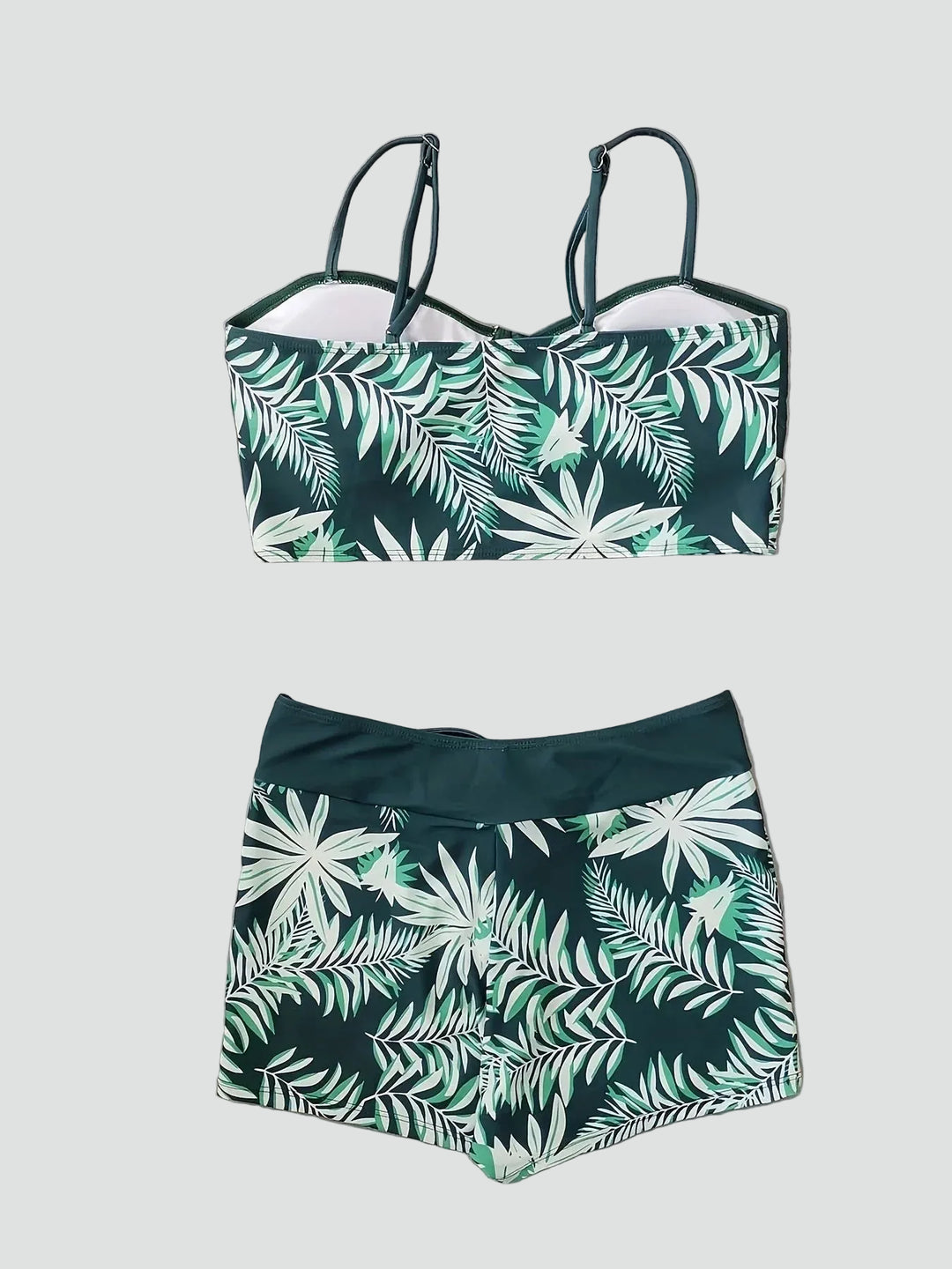 Women's sporty tankini with shorts and ruching on the bust