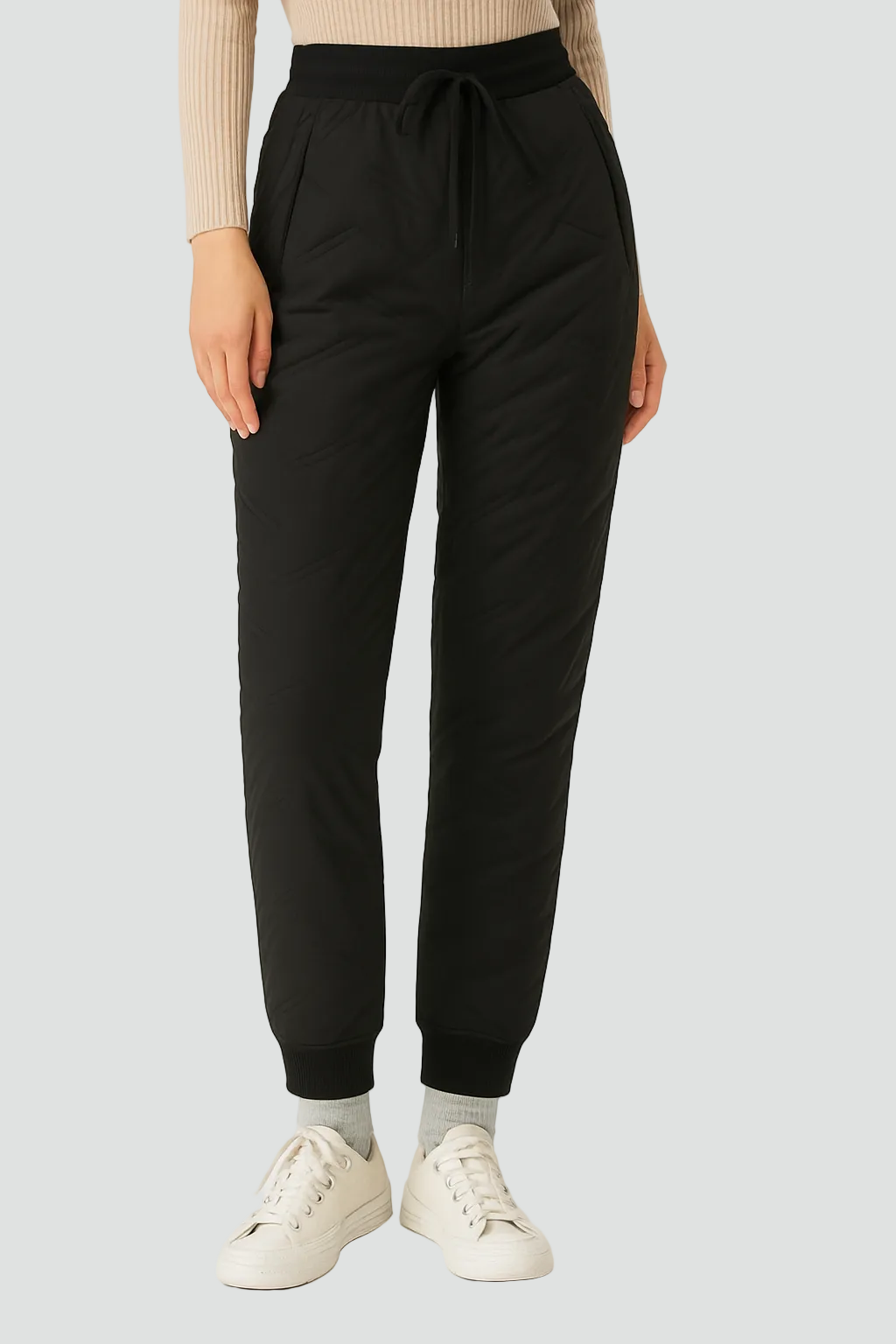 Ocieplane zimowe spodnie dresowe damskie z polarem