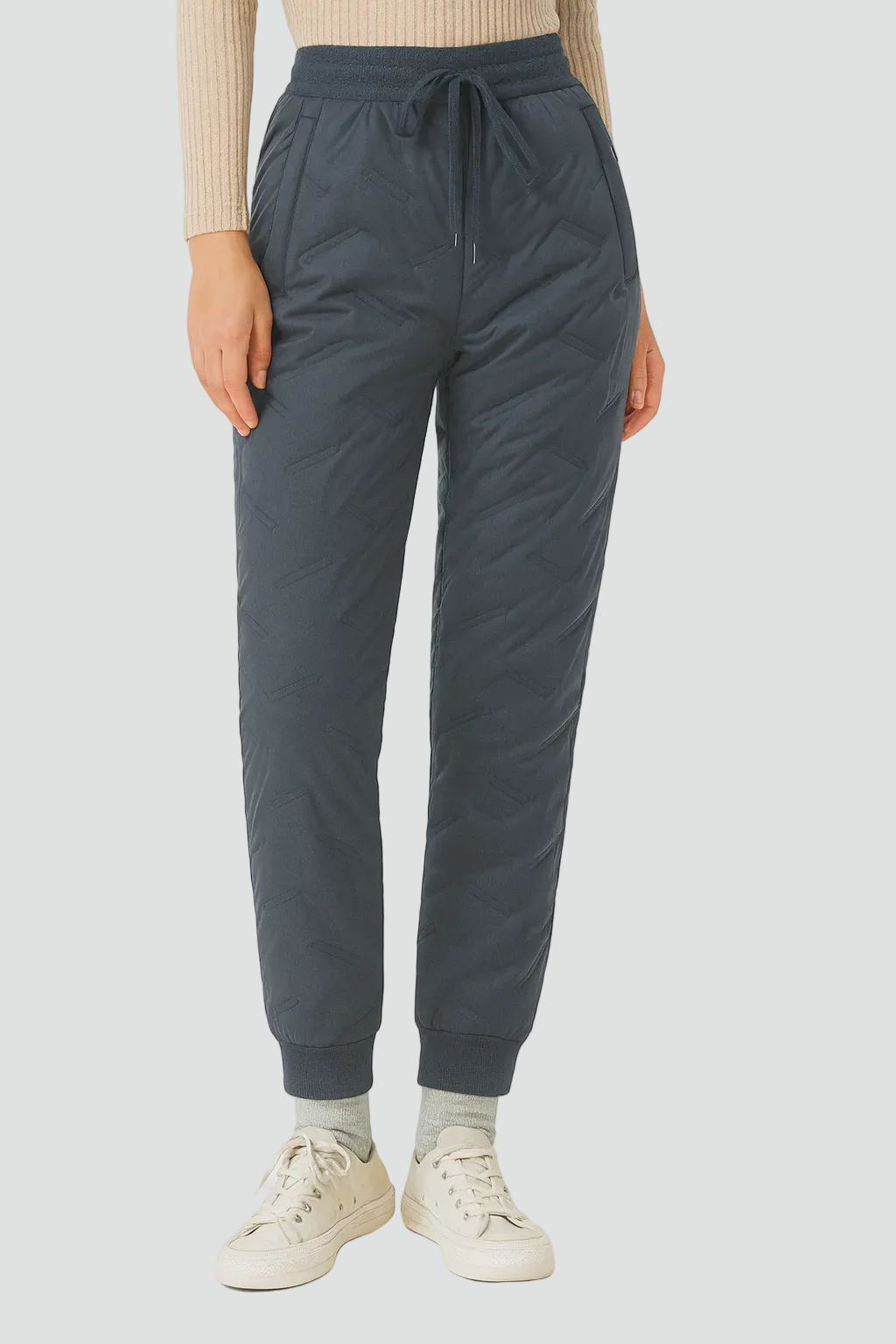 Ocieplane zimowe spodnie dresowe damskie z polarem