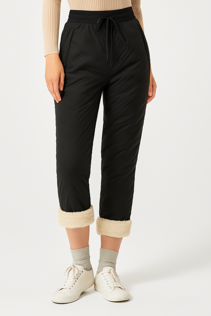 Ocieplane zimowe spodnie dresowe damskie z polarem