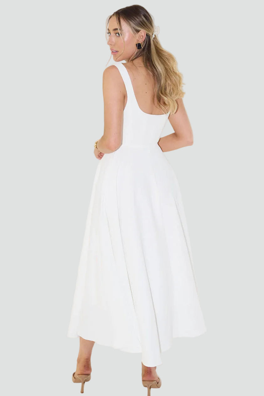 Elegancka damska sukienka midi koktajlowa o rozkloszowanym kroju