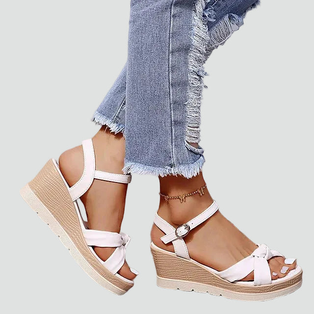Wedge sandals with braided straps for summer