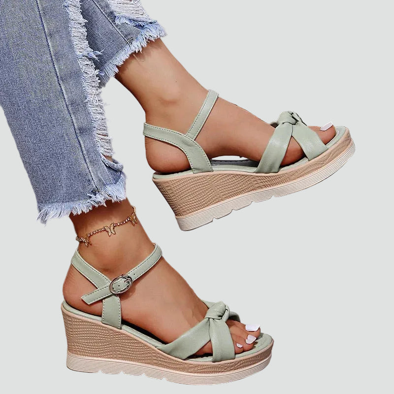 Wedge sandals with braided straps for summer