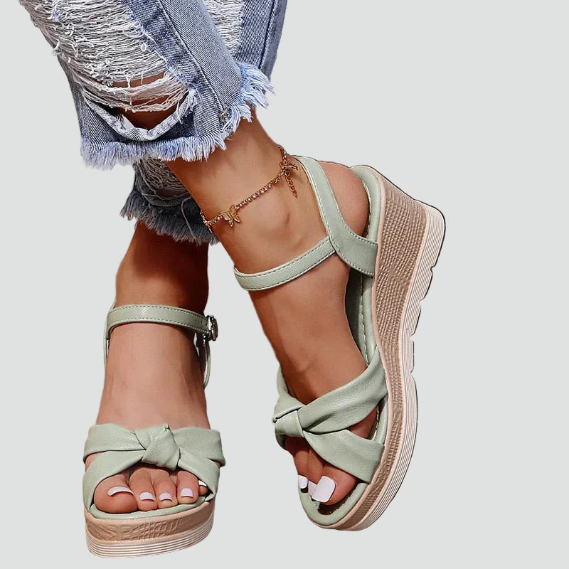 Wedge sandals with braided straps for summer