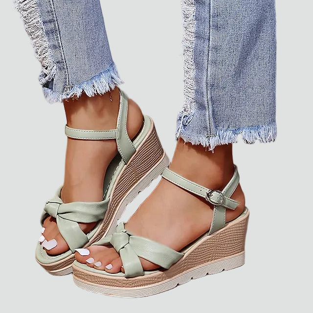 Wedge sandals with braided straps for summer
