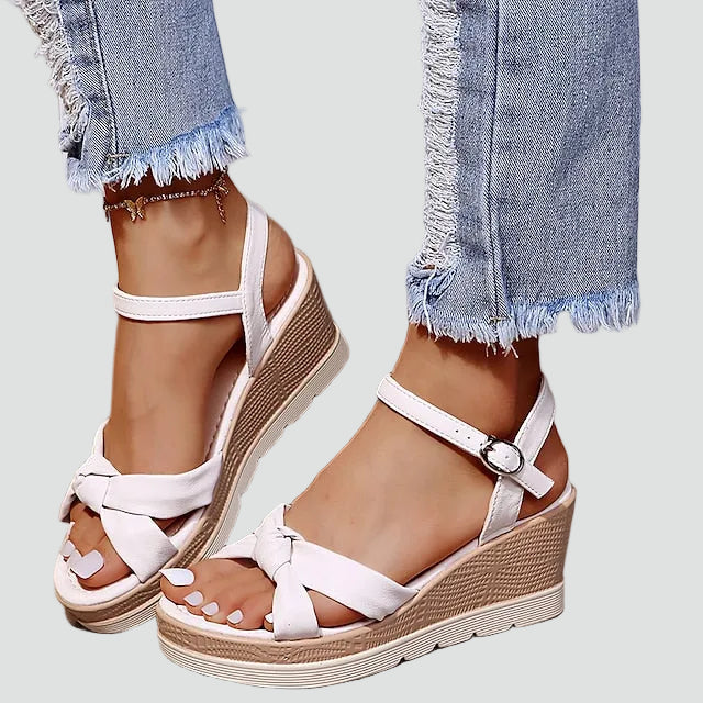 Wedge sandals with braided straps for summer