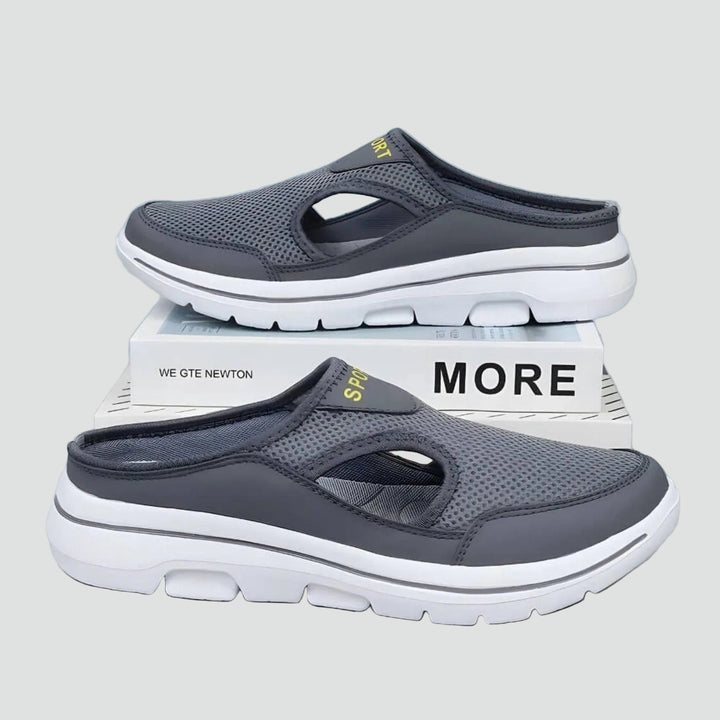 Slip-on sports shoes with mesh and open heel