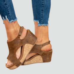 Orthopedic women's wedge sandals comfortable with heel strap