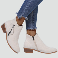 Bottines confortables pour femme à talon bloc avec fermeture éclair pour tous les jours