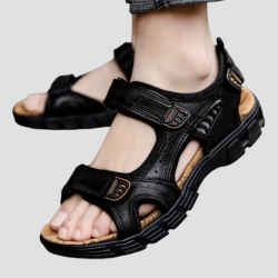 Orthopedic men's trekking sandals for summer with Velcro fastening