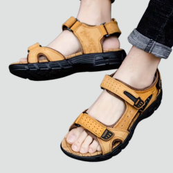 Orthopedic men's trekking sandals for summer with Velcro fastening