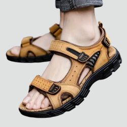 Orthopedic men's trekking sandals for summer with Velcro fastening