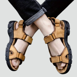 Orthopedic men's trekking sandals for summer with Velcro fastening