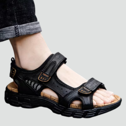 Orthopedic men's trekking sandals for summer with Velcro fastening