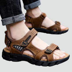 Orthopedic men's trekking sandals for summer with Velcro fastening