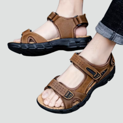 Orthopedic men's trekking sandals for summer with Velcro fastening