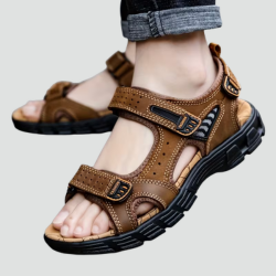 Orthopedic men's trekking sandals for summer with Velcro fastening